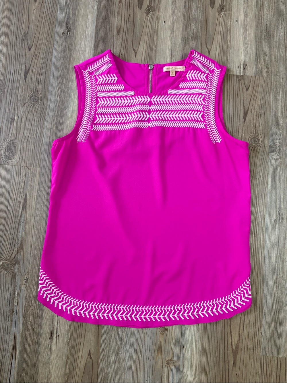 Gibson Latimer Hot Pink Sleeveless Embroidered Tank